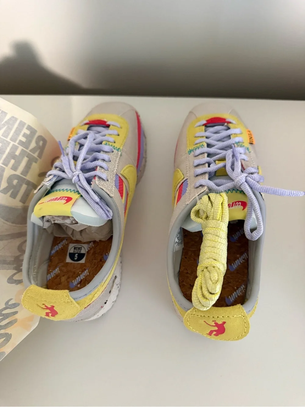 Casual Lace-Up Sneaker in Light Gray and Yellow